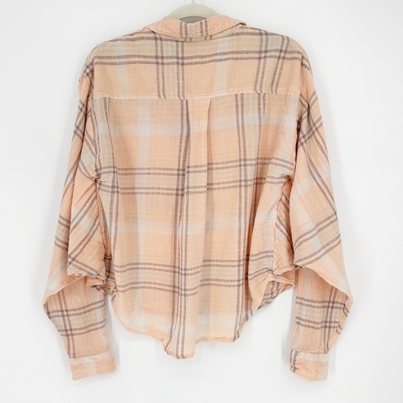 Free People Oversized Cropped Plaid Button Down Shirt - Picture 4 of 8